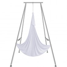 VEVOR Aerial Yoga Frame & Yoga Hammock, 9.67 ft Height Professional Yoga Swing Stand Comes with 6.6 Yards Aerial Hammock, Max 551.15 lbs Load Capacity Yoga Rig for Indoor Outdoor Aerial Yoga, White