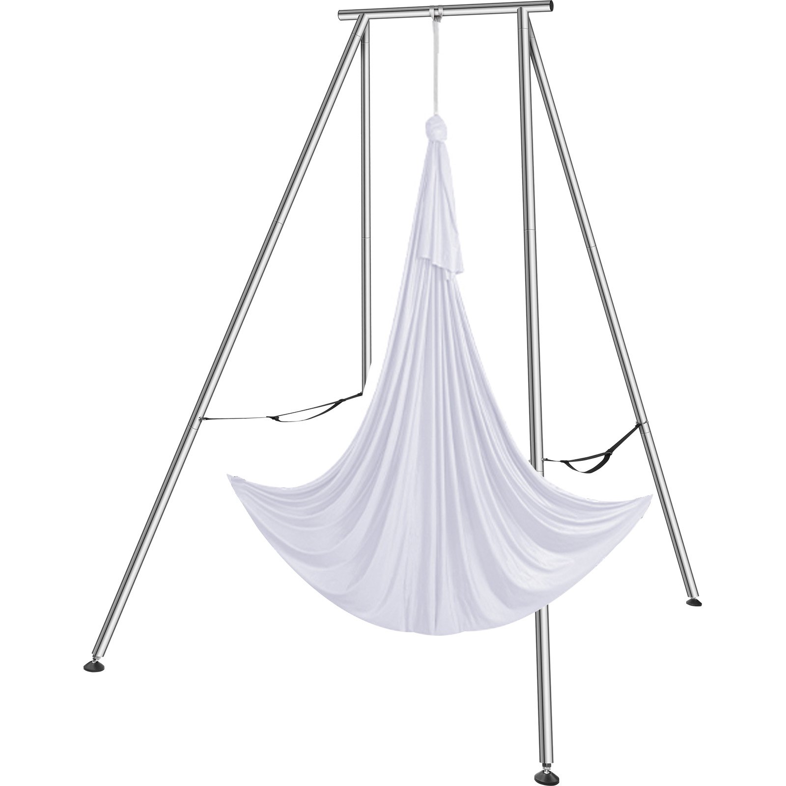 VEVOR Aerial Yoga Frame & Yoga Hammock, 9.67 ft Height Professional Yoga Swing Stand Comes with 6.6 Yards Aerial Hammock, Max 551.15 lbs Load Capacity Yoga Rig for Indoor Outdoor Aerial Yoga, White