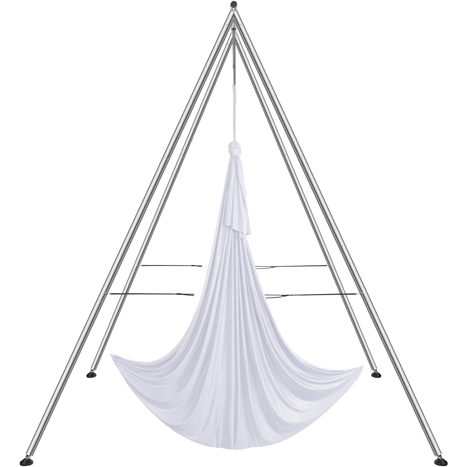 VEVOR Aerial Yoga Frame & Yoga Hammock, 9.67 ft Height Professional Yoga Swing Stand Comes with 6.6 Yards Aerial Hammock, Max 551.15 lbs Load Capacity Yoga Rig for Indoor Outdoor Aerial Yoga, White