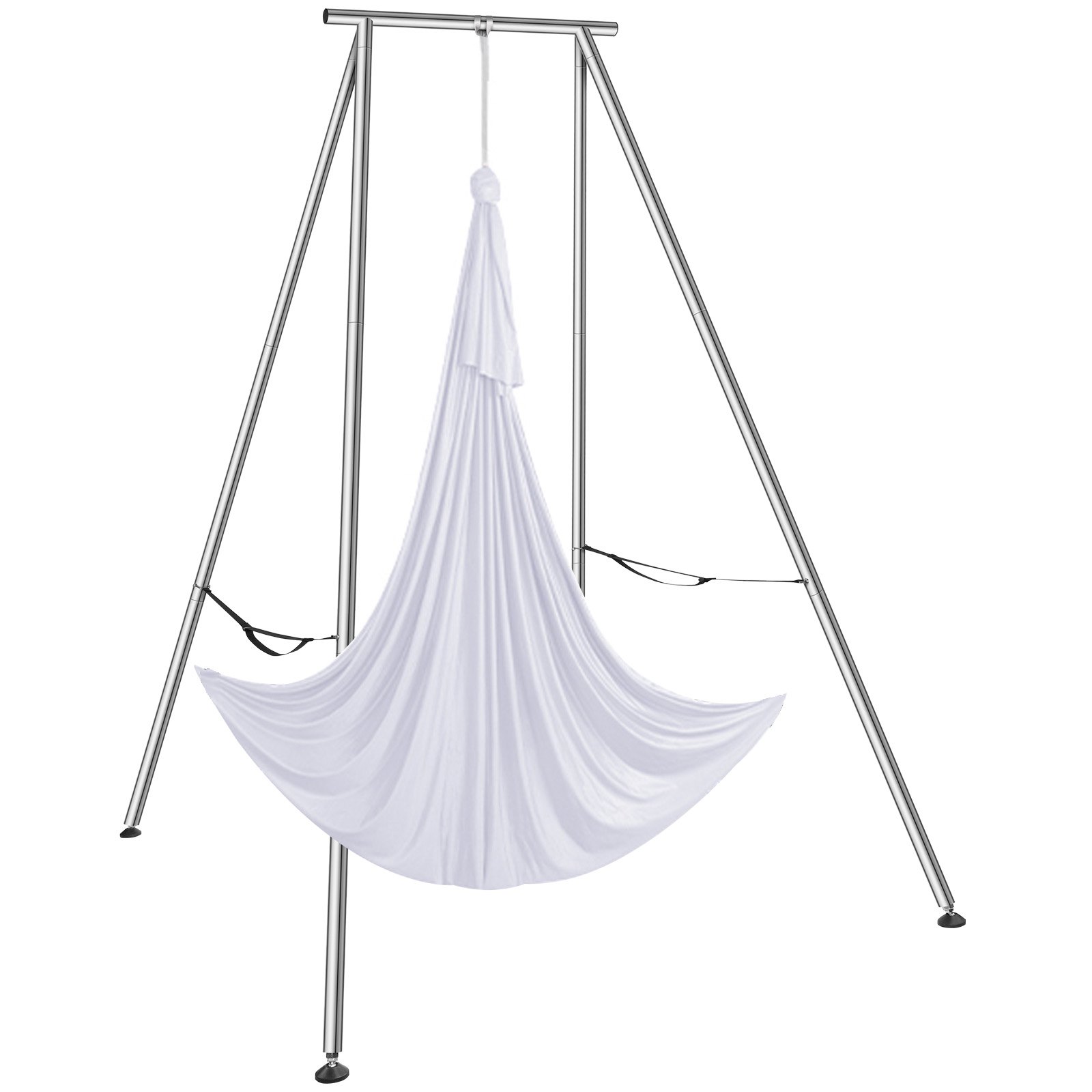 VEVOR Aerial Yoga Frame & Yoga Hammock, 9.67 ft Height Professional Yoga Swing Stand Comes with 6.6 Yards Aerial Hammock, Max 551.15 lbs Load Capacity Yoga Rig for Indoor Outdoor Aerial Yoga, White