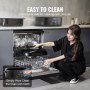 VEVOR electric roaster oven being easily cleaned in a dishwasher, featuring removable parts for convenience.