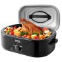 VEVOR Electric Roaster Oven, 24 QT Turkey Roaster Oven with Self-Basting Lid, 1450W Roaster Oven with Defrost & Warm Function, Adjustable Temp, Removable Pan & Rack, Fits Turkeys Up to 28LBS, Black