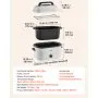 VEVOR Electric Roaster Oven, 26 Qt, Turkey Roasting Pan, White, 1450W Power, Viewing Self-Basting Lid, 150-450°F Heat Control, Countertop Turkey Cooker with Defrost/Warm, Removable Pan and Rack