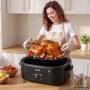VEVOR Electric Roaster Oven, 18 Qt, Turkey Roasting Pan, Black, 1450W Power, Metal Self-Basting Lid, 150-450°F Heat Control, Countertop Turkey Cooker with Defrost/Warm, Removable Pan and Rack