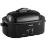 VEVOR Electric Roaster Oven, 18 Qt, Turkey Roasting Pan, Black, 1450W Power, Metal Self-Basting Lid, 150-450°F Heat Control, Countertop Turkey Cooker with Defrost/Warm, Removable Pan and Rack