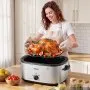 VEVOR Electric Roaster Oven, 24 Qt 1450W, Turkey Roasting Pan, 3 Food Trays, Buffet Server, Self-Basting Lid, 150-450°F Heat Control, Countertop Turkey Cooker with Roasting, Warming and Removable Rack