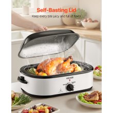 VEVOR Electric Roaster Oven 18QT Electric Roasting Pan with Self-Basting Lid