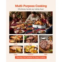VEVOR Electric Roaster Oven 18QT Electric Roasting Pan with Self-Basting Lid
