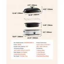 VEVOR Electric Roaster Oven 18QT Electric Roasting Pan with Self-Basting Lid