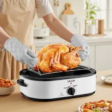VEVOR Electric Roaster Oven 18QT Electric Roasting Pan with Self-Basting Lid