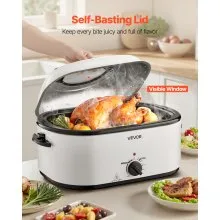 VEVOR Electric Roaster Oven 26QT Electric Roasting Pan with Self-Basting Lid