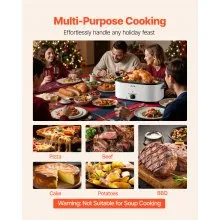 VEVOR Electric Roaster Oven 26QT Electric Roasting Pan with Self-Basting Lid