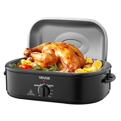 VEVOR Roaster Oven, 18QT Fast-Cooking Turkey Roaster, 150-450℉ Adjustable Temperature Turkey Oven with Self-Basting Lid, Removable Pan and Rack, Defrost & Warm Function, Electric Roasting Pan for Home
