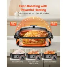 VEVOR Electric Roaster Oven 18QT Electric Turkey Roaster with Self-Basting Lid