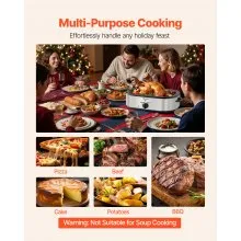 VEVOR Electric Roaster Oven 14QT Electric Roasting Pan with Self-Basting Lid