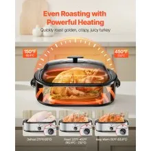 VEVOR Electric Roaster Oven 18QT Electric Turkey Roaster with Self-Basting Lid