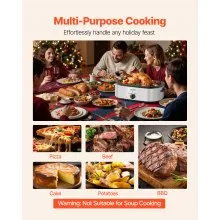 VEVOR Electric Roaster Oven 20QT Electric Roasting Pan with Self-Basting Lid