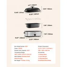 VEVOR Electric Roaster Oven 20QT Electric Roasting Pan with Self-Basting Lid