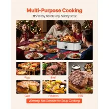 VEVOR Electric Roaster Oven 22QT Electric Roasting Pan with Self-Basting Lid