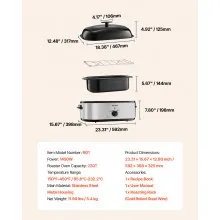 VEVOR Electric Roaster Oven 22QT Electric Roasting Pan with Self-Basting Lid