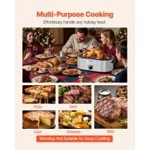 VEVOR Electric Roaster Oven 24QT Electric Roasting Pan with 3 Bin Buffet Server