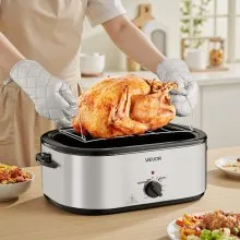VEVOR Electric Roaster Oven 24QT Electric Roasting Pan with 3 Bin Buffet Server