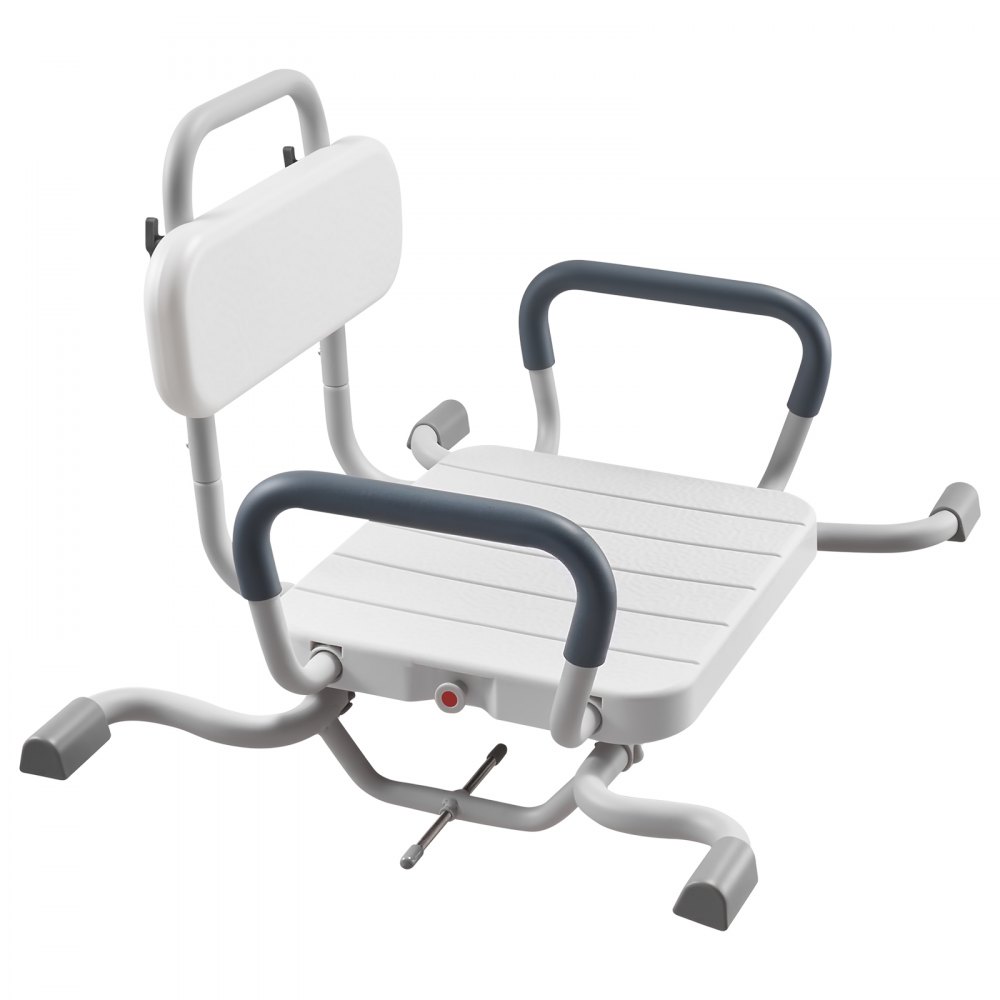 VEVOR Swivel Shower Chair with Arms and Back, 100 kg Heavy Duty Bench Seat for Inside Shower Stall and Bathtub Mounting, Bathroom Bath Tub Seat for Adults, Seniors, Handicap, Elderly and Disabled