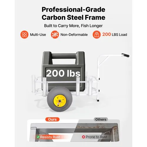 Kalastuskäru 90,7 kg, rannarattad Ø330 mm, 7 ridvahoidjat — pilt 2