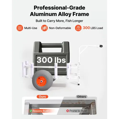 Kalastuskäru 136 kg, alumiinium, rannarattad Ø330 mm — pilt 2
