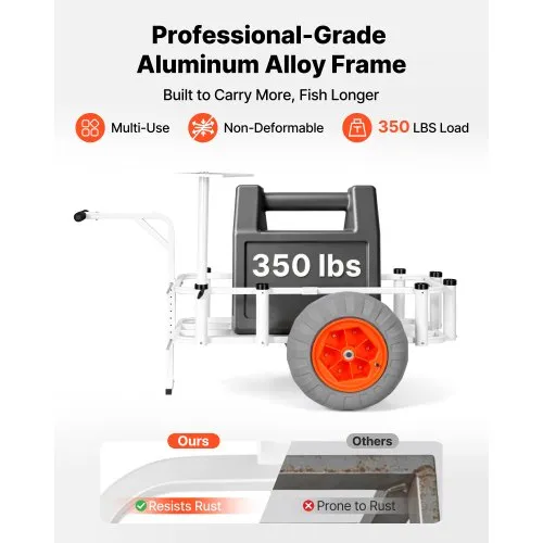 Kalastuskäru 159 kg, alumiinium, rannarattad Ø420 mm — pilt 2