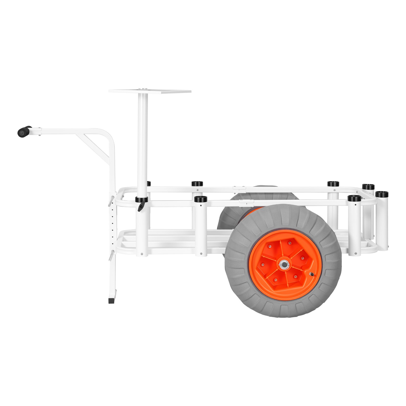 VEVOR Beach Fishing Cart, 159 kg Load Capacity, Fishing Cart Wagon with Heavy-Duty Aluminum Alloy Frame, 420 mm All-Terrain PU Balloon Tires, 8 Rod Holders, for Outdoor Activities Camping Picnic