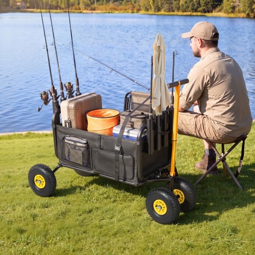 fishing rod holders for beach cart Sand Spike Holder Seamlessly attaching to both the front or back railings of the e VEVOR Beach Fishing Cart Foldable