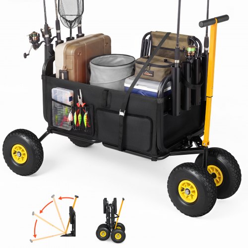 collapsable fishing cart BETISEF Beach Cart Collapsible Wagon with 11All Terrain Big Wheels,Heavy-Duty Garden Carts with 6 Holders and Storage Pocket for Outdoor,Fishing, Picnic : Patio, Lawn & Garden including towels REDCAMP 49" Extended Collapsible Fishing