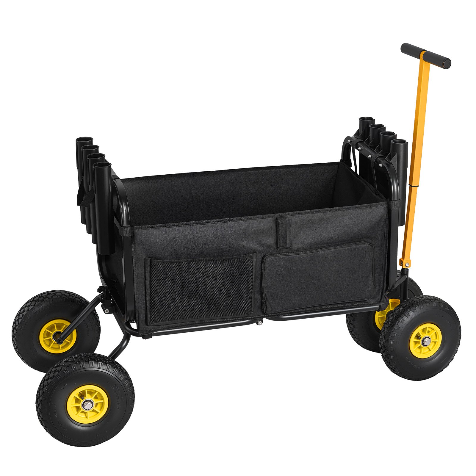 VEVOR Beach Fishing Cart, 300 lbs Load Capacity, Foldable Fishing Cart with Heavy-Duty Carbon Steel Frame, 11-Inch All-Terrain Tires, 8 Rod Holders, Strap, Easy to Clean, for Outdoor Camping Picnic