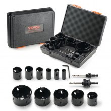VEVOR Hole Saw Kit, 11 PCS Saw Blades, 2 Drill Bits, 1 Hex Wrench, General Purpose Size from 3/4" to 3", Bi Metal M42 Hole Saw Set with Carrying Case, Ideal for Wood Board, Plastic and Iron Plate