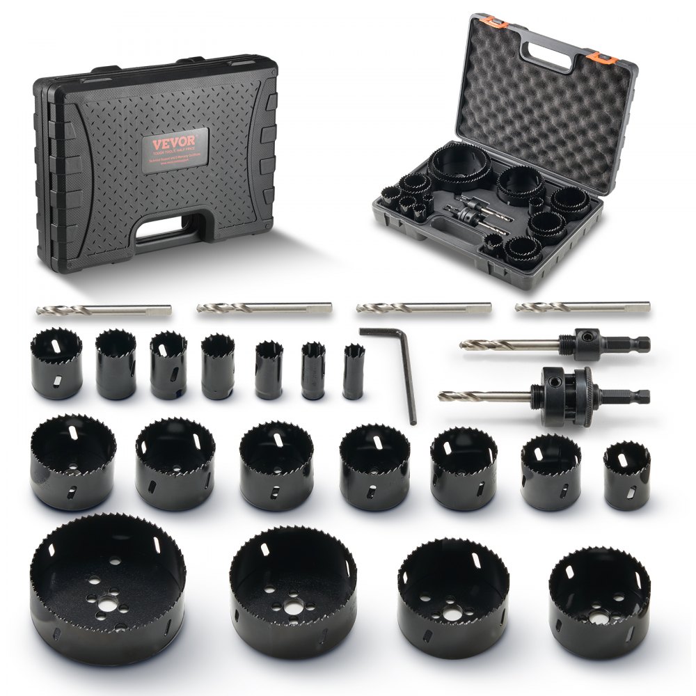 VEVOR Hole Saw Kit, 18 PCS Saw Blades, Drill Bits, Hex Wrench, General  Purpose