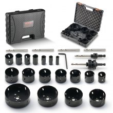 VEVOR Hole Saw Kit, 18 PCS Saw Blades, 6 Drill Bits, 1 Hex Wrench, Bi Metal M42 Hole Saw Set with Carrying Case, General Purpose Size from 3/4" to 4-1/2", Ideal for Wood Board, Iron and Plastic Plate