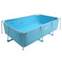 Piscina elevada VEVOR con estructura de acero rectangular de 118 x 78 x 30 pulgadas, ideal para exteriores y patios, fácil de montar y resistente a la corrosión, con capacidad de agua de 1046 galones, color azul.