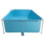 Piscina elevada VEVOR con estructura de acero rectangular de 118 x 78 x 30 pulgadas, ideal para exteriores y patios, fácil de montar y resistente a la corrosión, con capacidad de agua de 1046 galones, color azul.