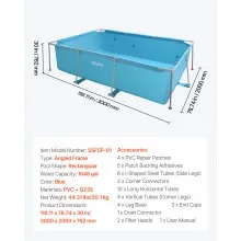 Steel Frame Above Ground Swimming Pool 118 x 78 x 30 in Rectangular Blue