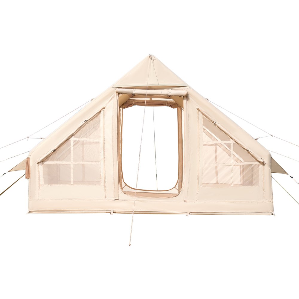 VEVOR Inflatable Tents for Camping, 3-5 Person Easy Setup Blow up Tent with Hand Pump, 300D Oxford Glamping Tent with Stove Jack 2 Doors & 2 Mesh Windows, Storage Bag Included for Easy Taking