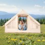 VEVOR Inflatable Tents for Camping, 3-5 Person Easy Setup Blow up Tent with Hand Pump, 300D Oxford 4 Season Glamping Tent with Stove Jack 2 Doors & 2 Mesh Windows, Storage Bag Included for Easy Taking