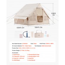 Inflatable Tent for Camping 3-5 Person Glamping Tent with Pump Easy Set up