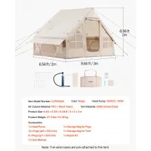 Inflatable Tent for Camping 3-5 Person Glamping Tent with Pump Easy Set up