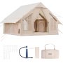 VEVOR Inflatable Tents for Camping, 4-6 Person Easy Setup Blow up Tent with Hand Pump, 300D Oxford 4 Season Glamping Tent with Stove Jack 2 Doors & 4 Mesh Windows, Storage Bag Included for Easy Taking