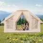 VEVOR Inflatable Tents for Camping, 4-6 Person Easy Setup Blow up Tent with Hand Pump, 300D Oxford 4 Season Glamping Tent with Stove Jack 2 Doors & 4 Mesh Windows, Storage Bag Included for Easy Taking