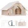 VEVOR Inflatable Tents for Camping, 4-6 Person Easy Setup Blow up Tent with Hand Pump, 300D Oxford 4 Season Glamping Tent with Stove Jack 2 Doors & 4 Mesh Windows, Storage Bag Included for Easy Taking