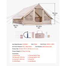 Inflatable Tent for Camping 5-8 Person Glamping Tent with Pump Easy Set up