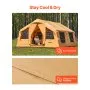 VEVOR Inflatable Tents for Camping, 8-12 Person Easy Setup Blow up Tent with Hand Pump, 4 Season Luxury Glamping Tent with 2 Skylights, Canopy, Stove Jack, 2 Doors & Mesh Windows (Include Storage Bag)