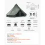 VEVOR Canvas Bell Tent, 4 Seasons 3 m Yurt Tent for Camping with Stove Jack, Canvas Breathable Holds up to 3 People with Zipped Detachable Floor, for Family Camping Glamping Outdoor Hunting Party